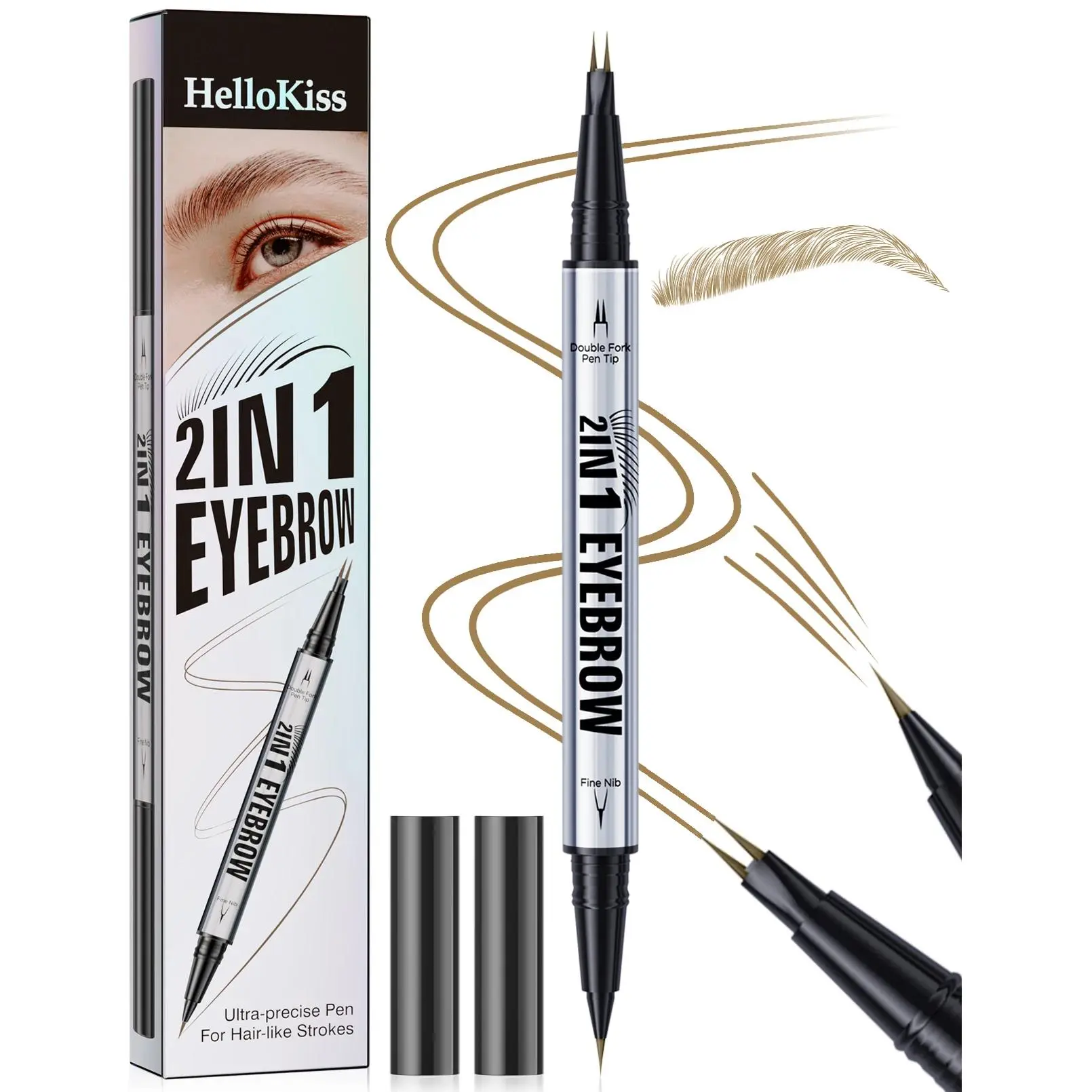 Natural Look Eyebrow Pencil Waterproof Sweat Proof Double Ended 2 in 1 Long Lasting Brow Definition Fill Shape