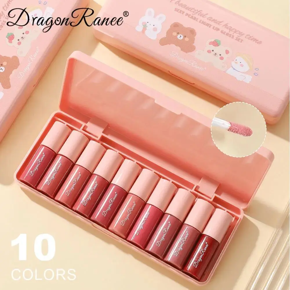 Dragon Ranee 10 Color Lip Gloss Set Waterproof Long Lasting Mirror Finish Lip Glaze Moisturizing Liquid Lipstick Non Sticky