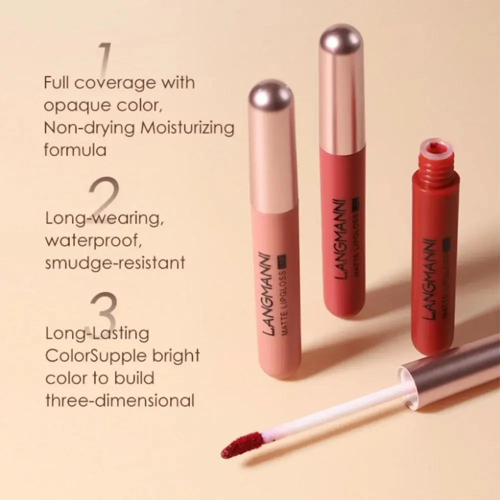 6Pcs Long Lasting Matte Liquid Lipstick Set Velvet Non Stick Cup High Pigment Lip Glaze Waterproof Smudge Proof Lip Tint