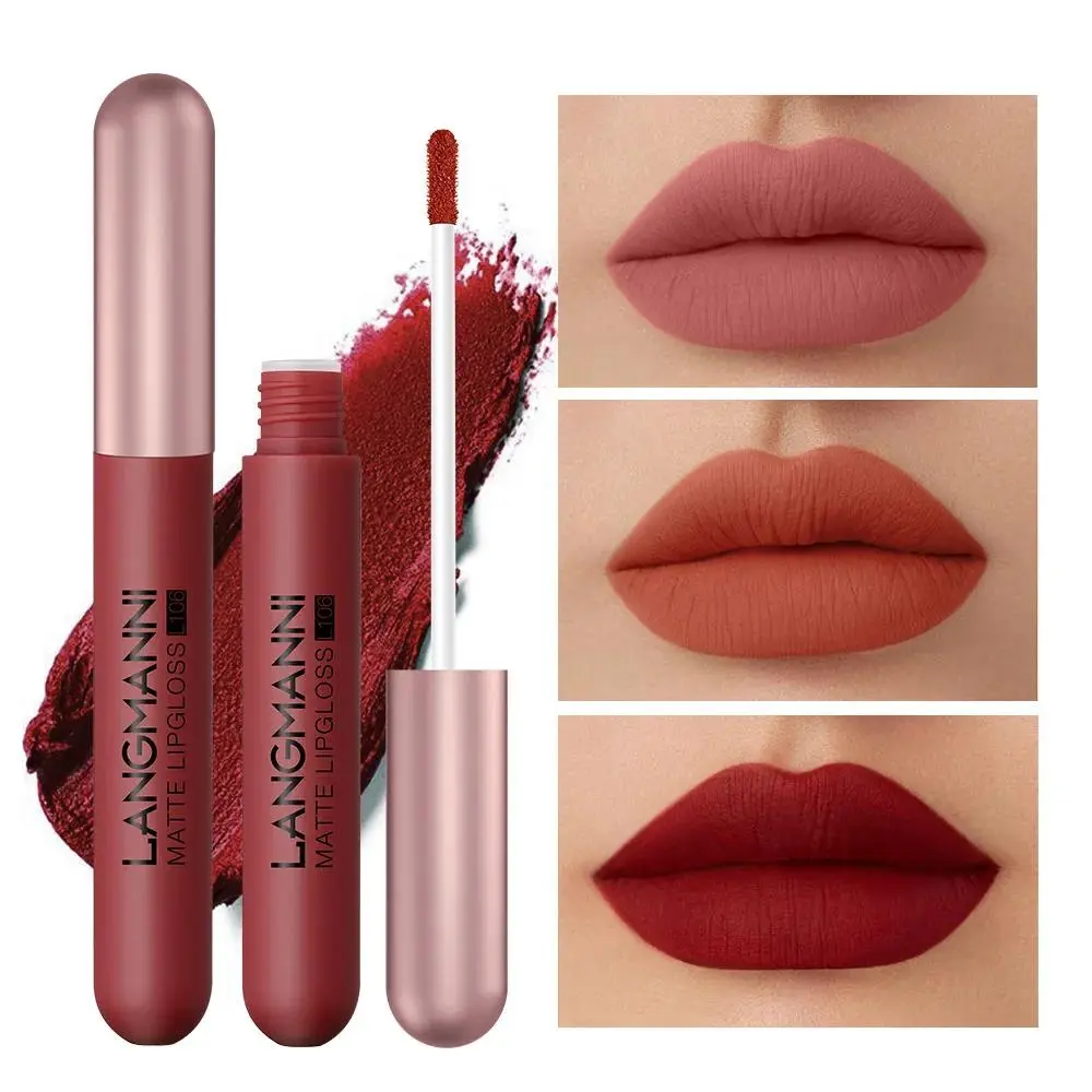 6Pcs Long Lasting Matte Liquid Lipstick Set Velvet Non Stick Cup High Pigment Lip Glaze Waterproof Smudge Proof Lip Tint