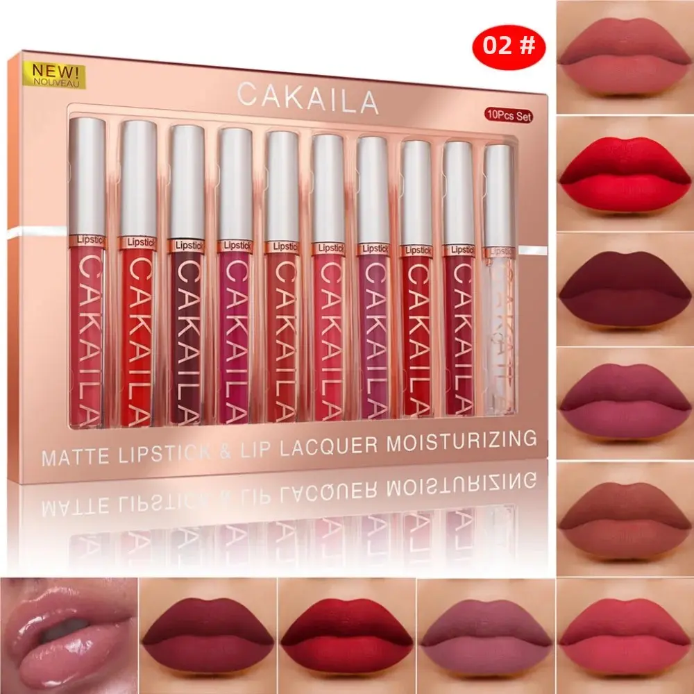 10pcs Matte Velvet Lipstick Set With Nude Lip Gloss Moisturizing Waterproof Liquid Lipstick For Women Long Lasting Lip Tint