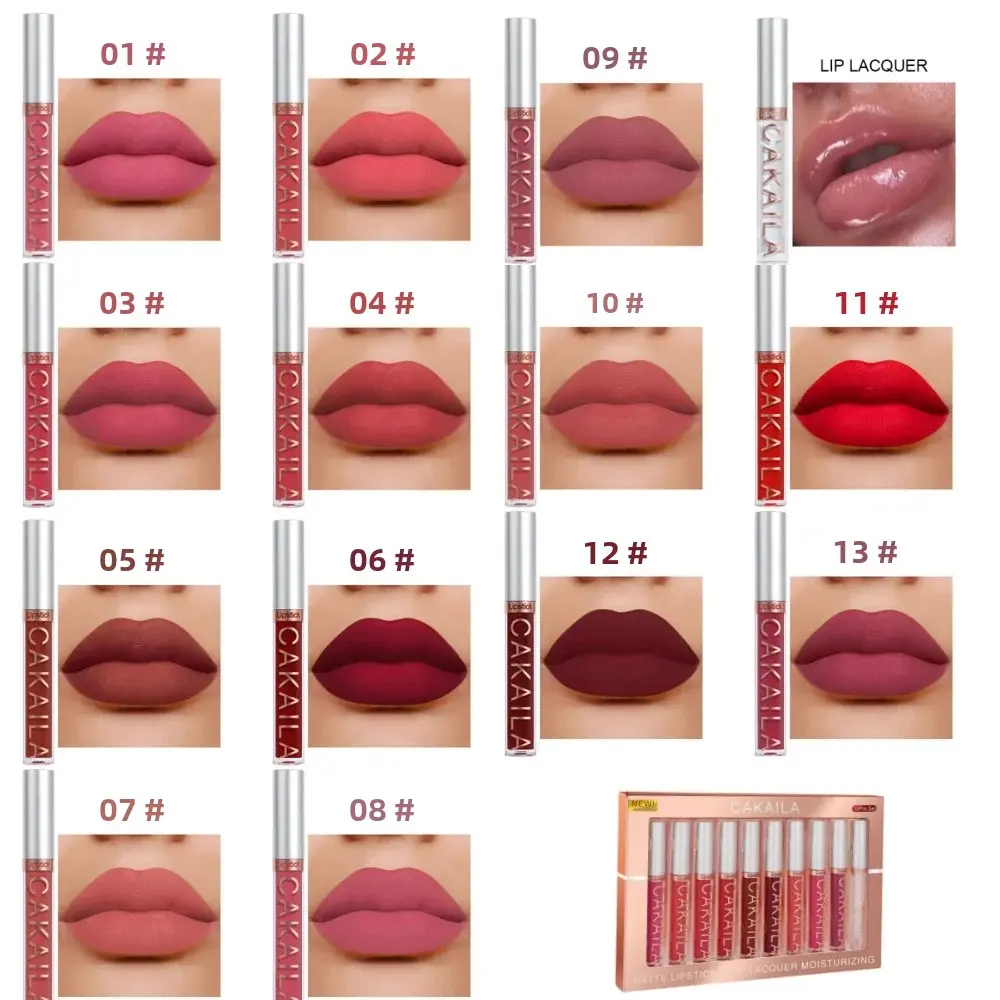 10pcs Matte Velvet Lipstick Set With Nude Lip Gloss Moisturizing Waterproof Liquid Lipstick For Women Long Lasting Lip Tint