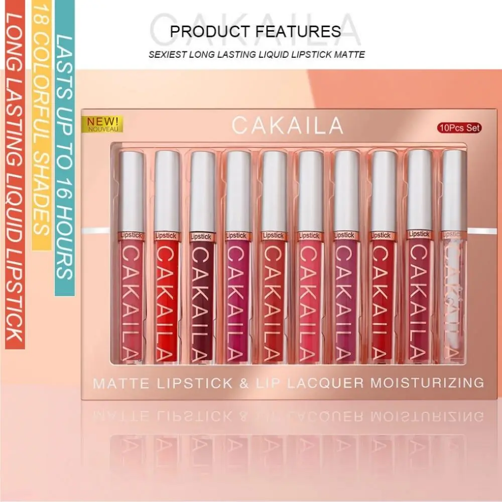 10pcs Matte Velvet Lipstick Set With Nude Lip Gloss Moisturizing Waterproof Liquid Lipstick For Women Long Lasting Lip Tint