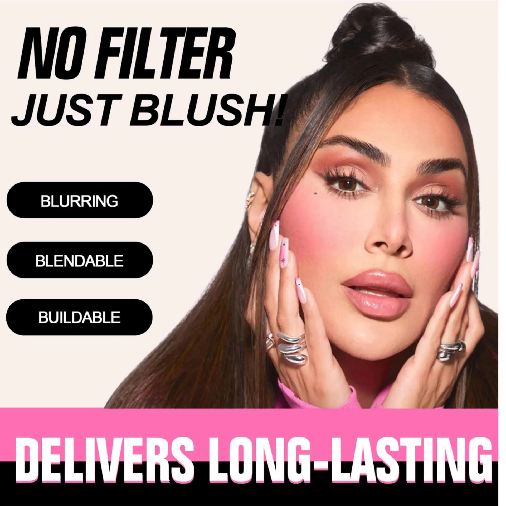 PH Bloom Multi Use Cheek Blush Tint Gradient Highlighter Gloss Natural Long Lasting Pink Powder Blusher Makeup Contour