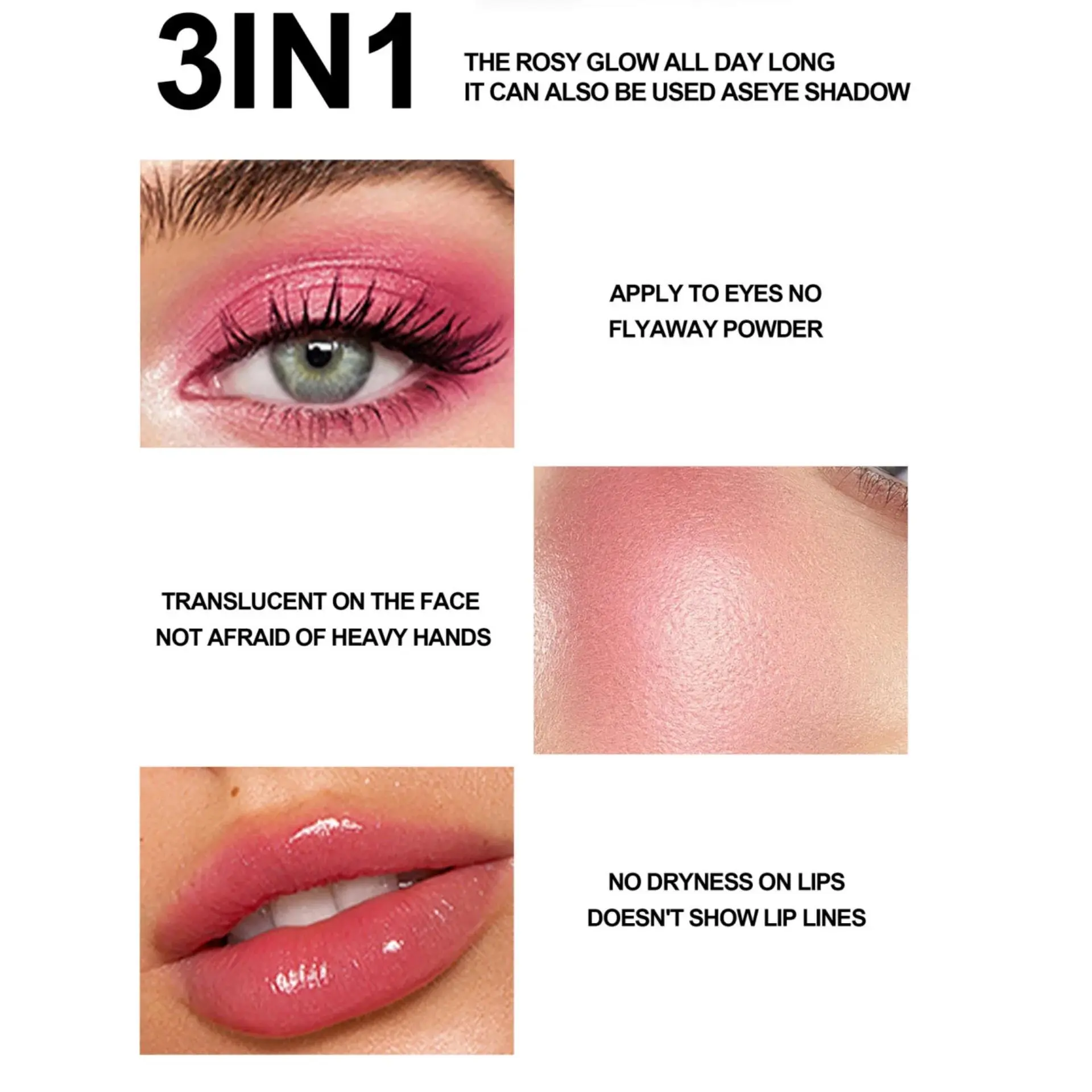 PH Bloom Multi Use Cheek Blush Tint Gradient Highlighter Gloss Natural Long Lasting Pink Powder Blusher Makeup Contour