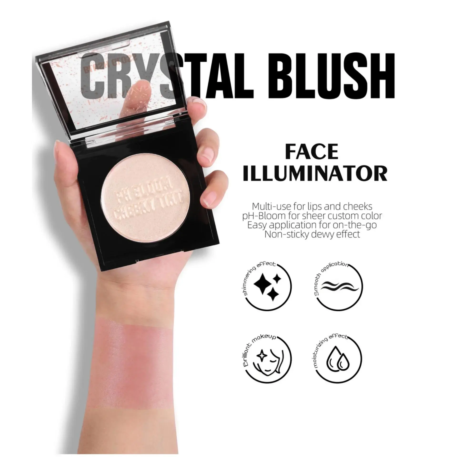 PH Bloom Multi Use Cheek Blush Tint Gradient Highlighter Gloss Natural Long Lasting Pink Powder Blusher Makeup Contour