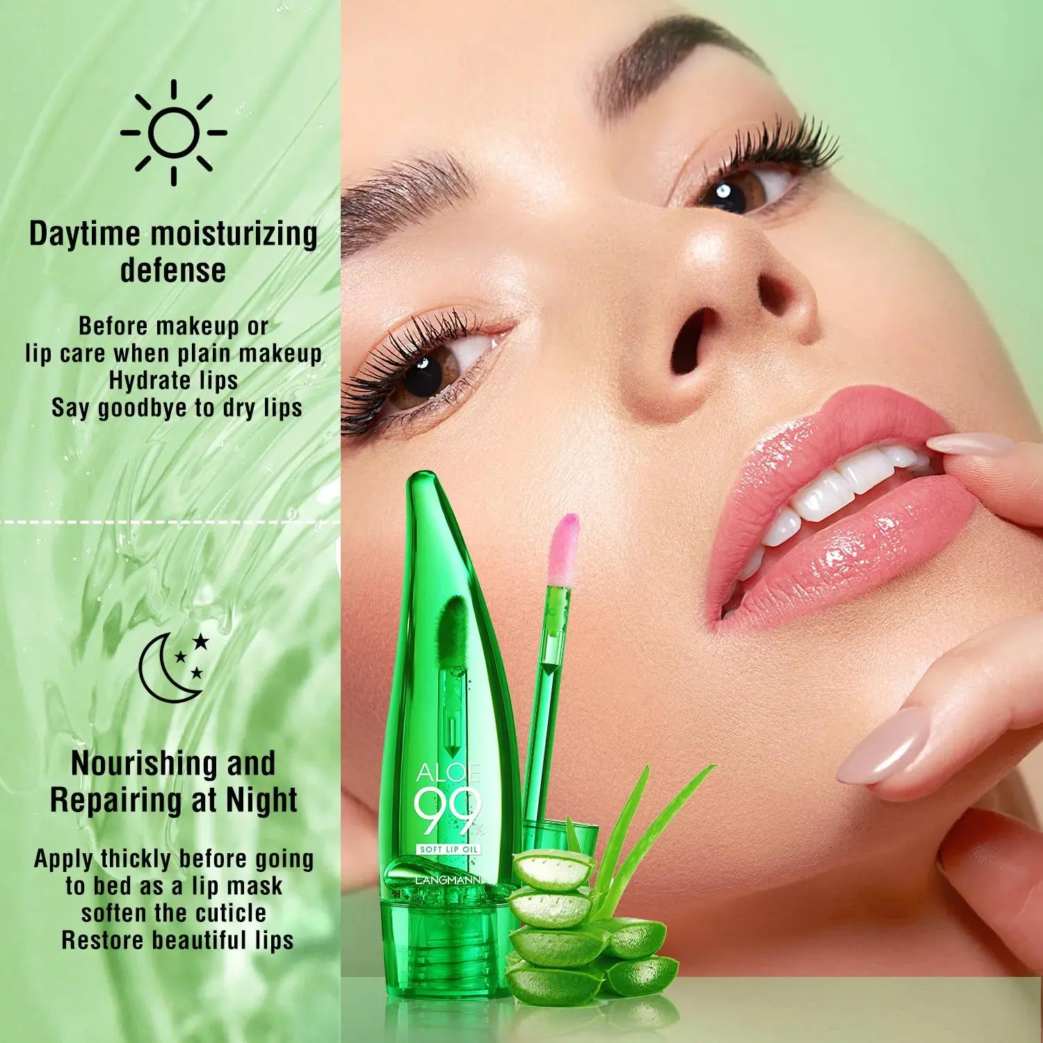 Aloe Vera Lip Gloss Strawberry Flavored Color Changing Moisturizing Lip Oil Long Lasting Shine Glaze for Lips Care