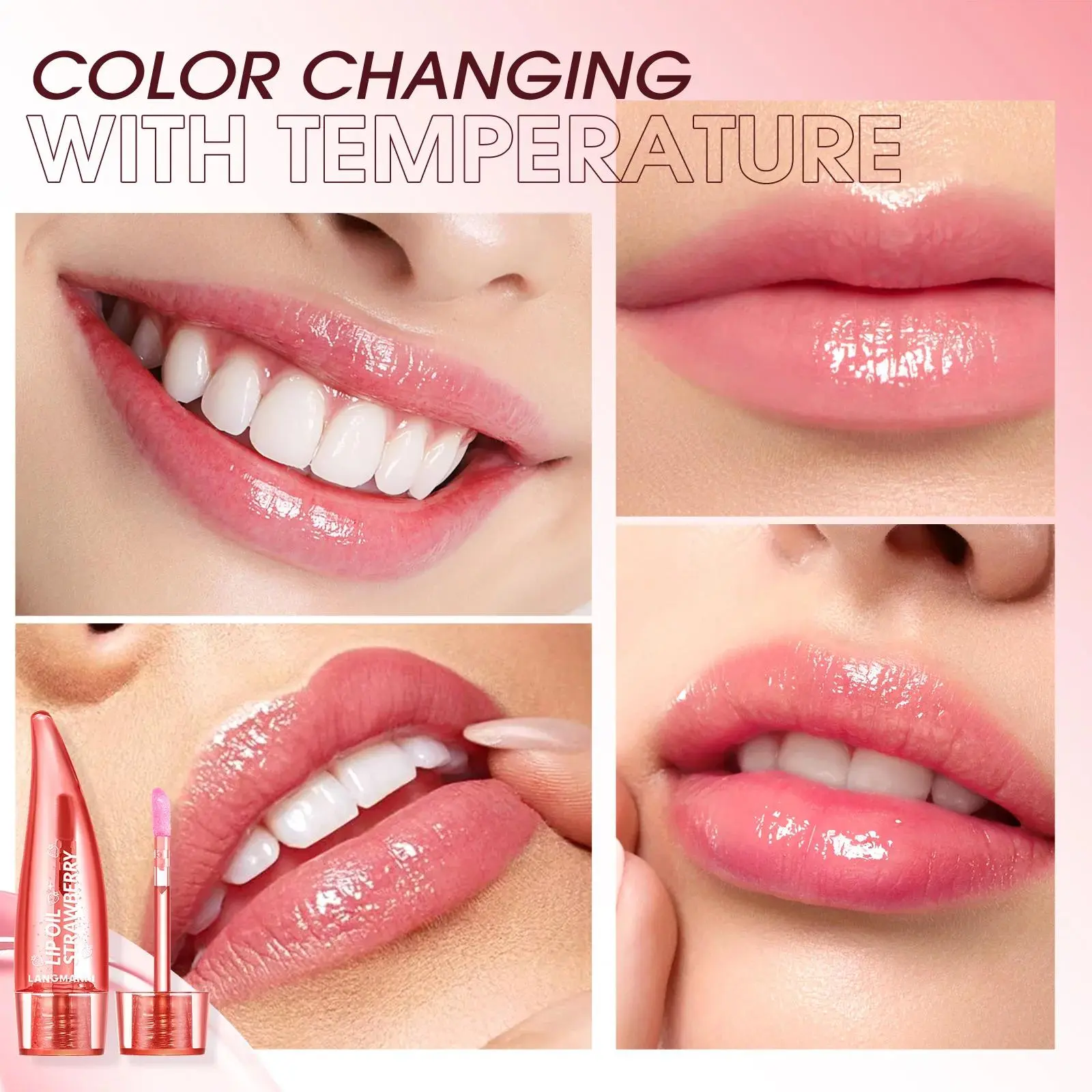 Aloe Vera Lip Gloss Strawberry Flavored Color Changing Moisturizing Lip Oil Long Lasting Shine Glaze for Lips Care