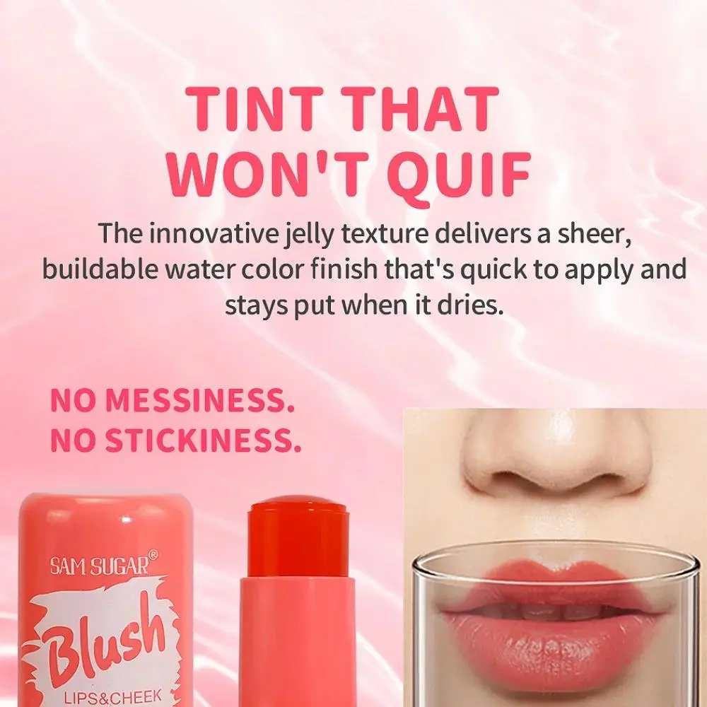 4 Color Jelly Blush Stick Matte Moisturizing Lip Balm Eyeshadow 3 in 1 Multi Use Brightening Makeup Gloss