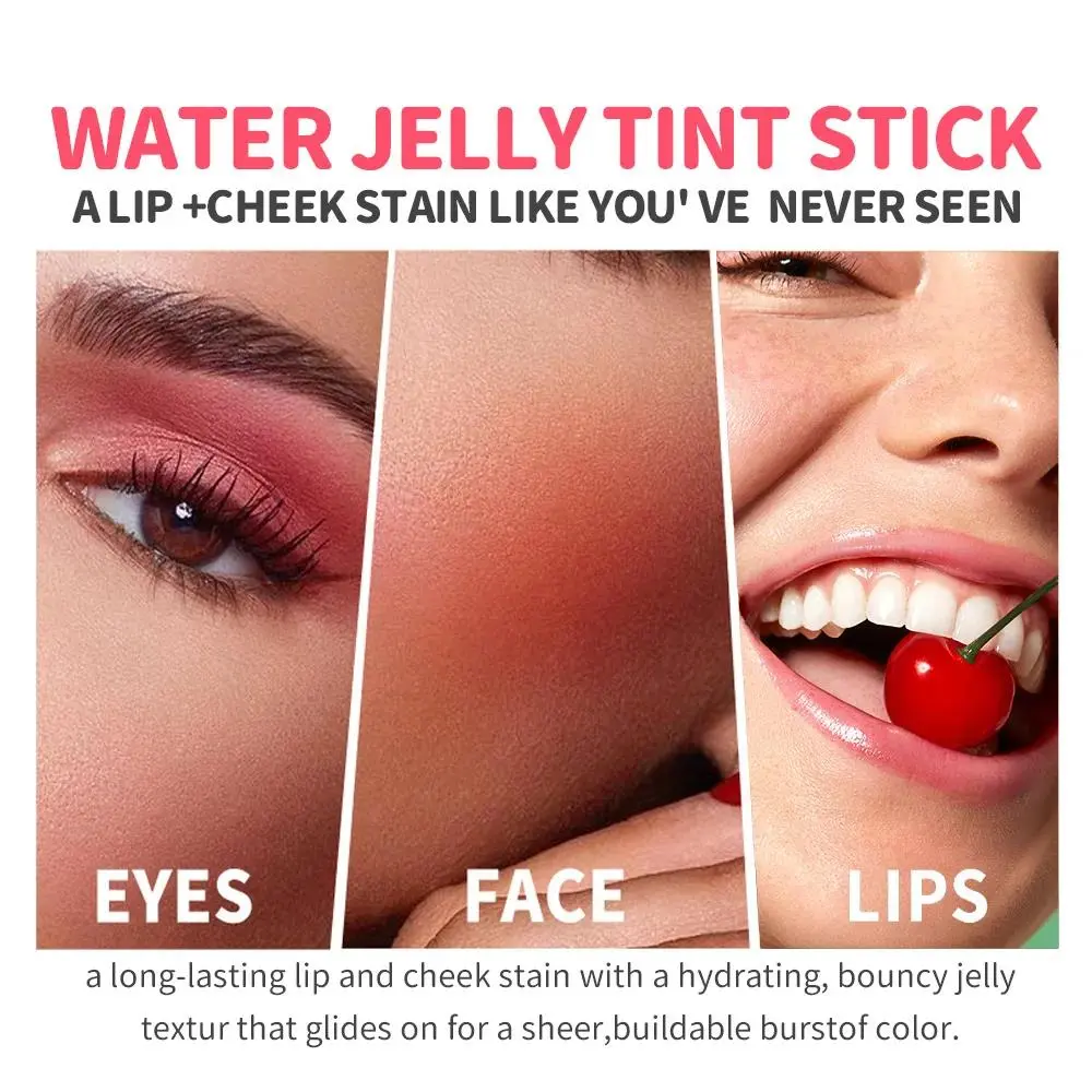 4 Color Jelly Blush Stick Matte Moisturizing Lip Balm Eyeshadow 3 in 1 Multi Use Brightening Makeup Gloss