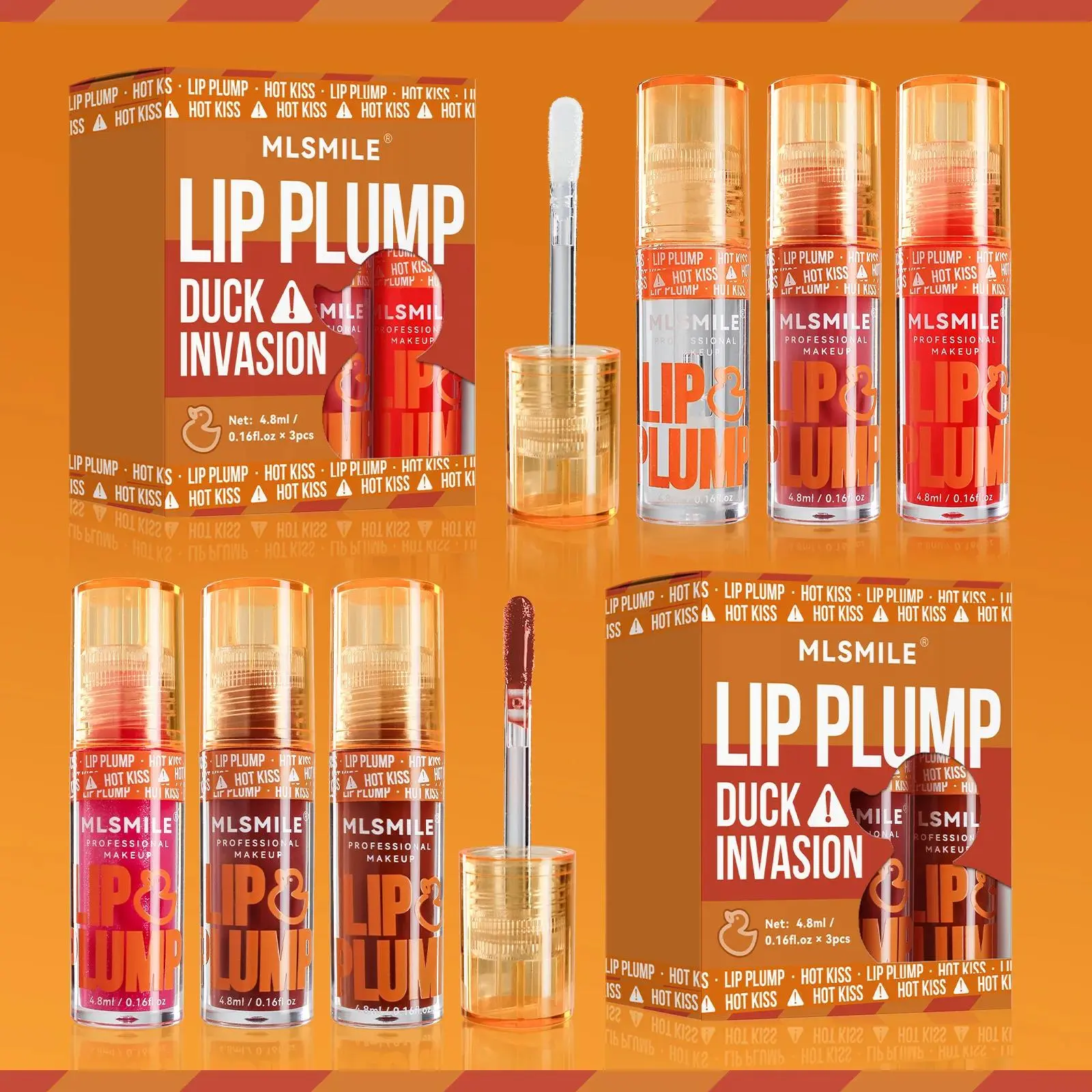 3 Piece Set Mirror Shine Lip Oil Gloss Liquid Sticks with Transparent Hydrating Glaze Plumping & Nourishing Care
