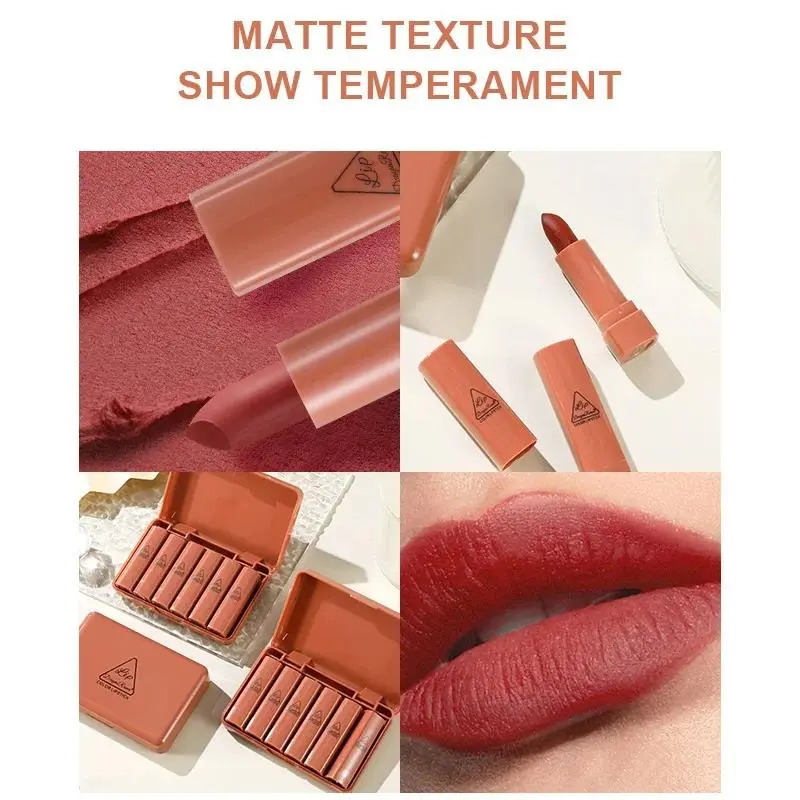 6pcs Matte Lipstick Set Waterproof Long Lasting Non Transfer Easy Apply Vibrant Colors Makeup Gift for Women