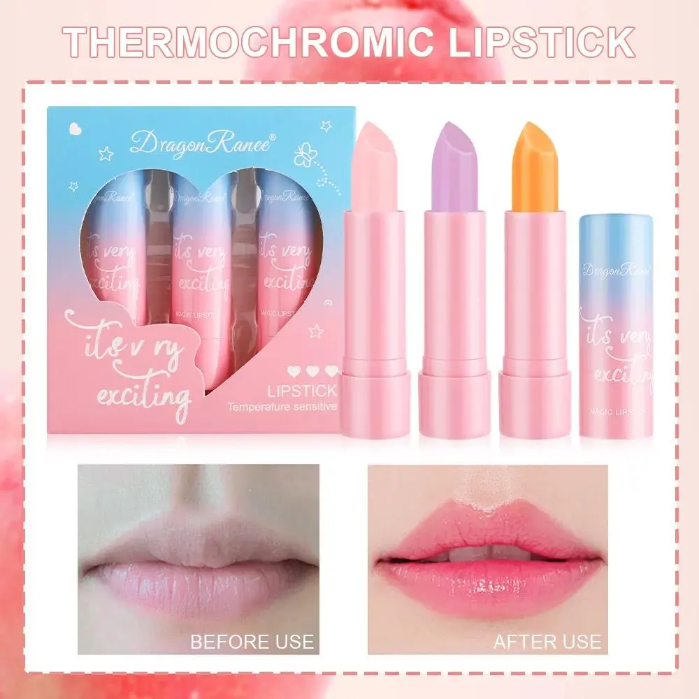 Women Lipstick Set 3pcs Moisturizing Long Lasting Non Transfer Warm Tone Lip Balm Nourishing Lip Color Collection