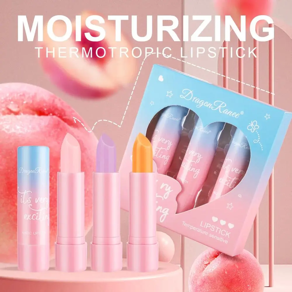 Women Lipstick Set 3pcs Moisturizing Long Lasting Non Transfer Warm Tone Lip Balm Nourishing Lip Color Collection