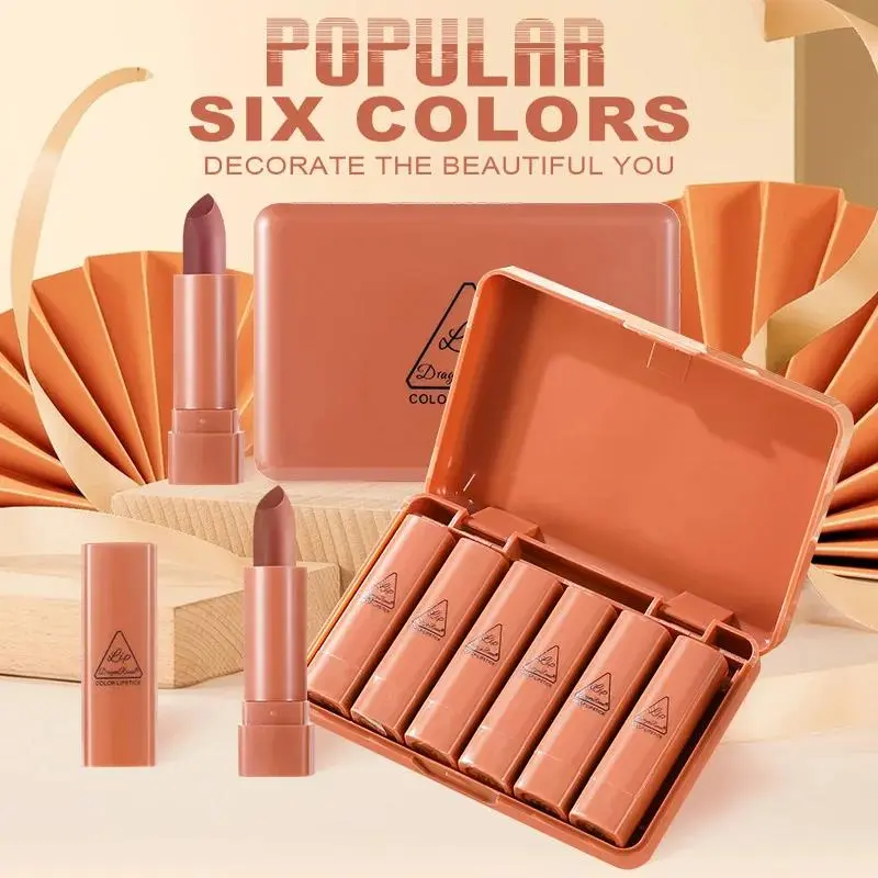 6pcs Matte Lipstick Set Waterproof Long Lasting Non Transfer Easy Apply Vibrant Colors Makeup Gift for Women