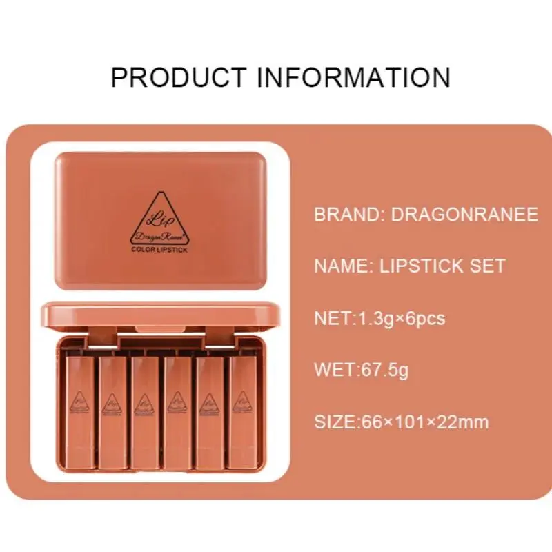 6pcs Matte Lipstick Set Waterproof Long Lasting Non Transfer Easy Apply Vibrant Colors Makeup Gift for Women