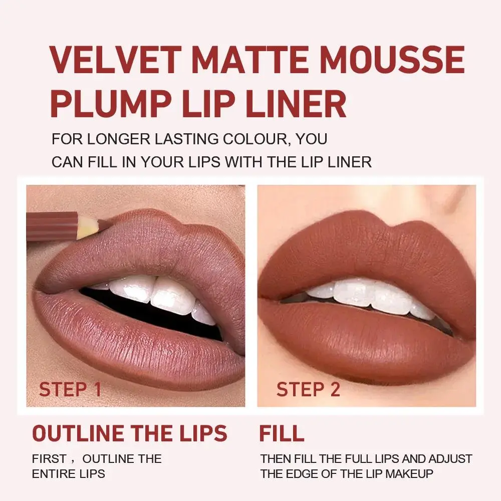 Velvet Matte Lipliner Set 12 Shades Waterproof Long Lasting Nude Lip Pencil Outline Makeup Essentials Beauty Kit
