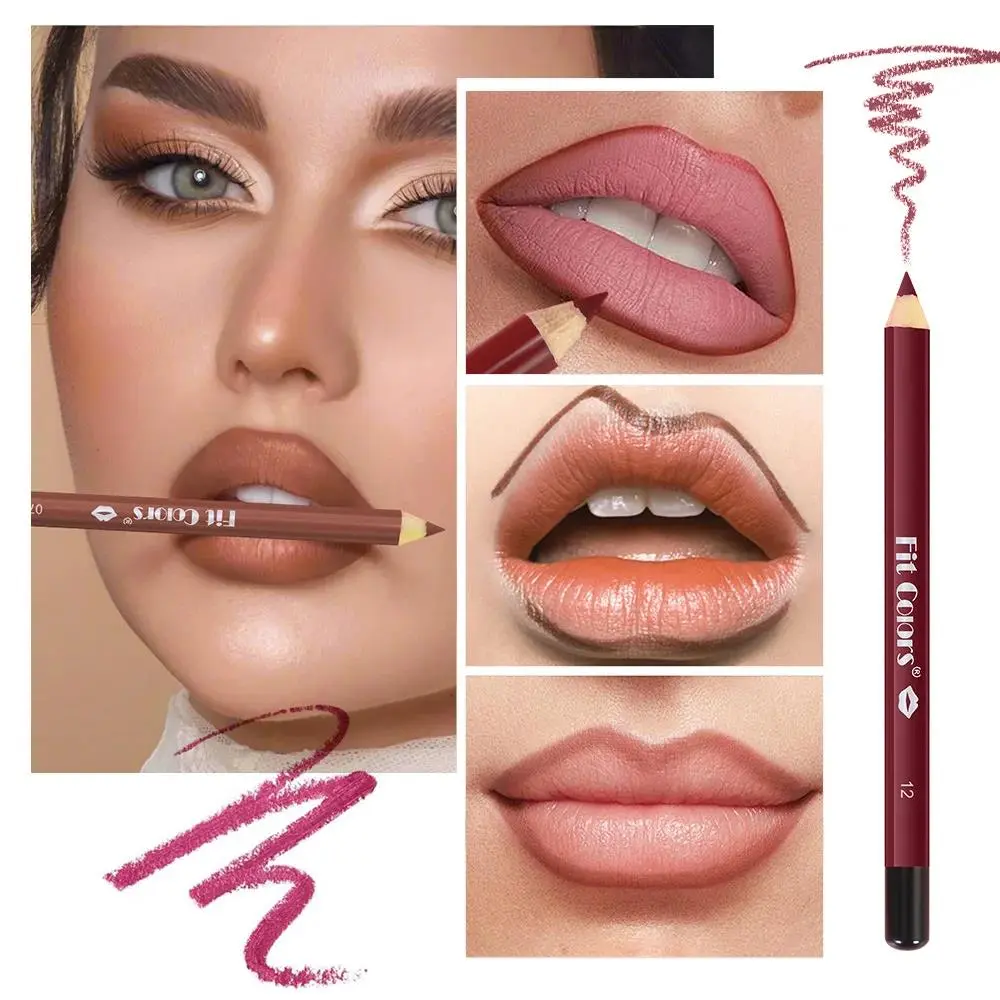 Velvet Matte Lipliner Set 12 Shades Waterproof Long Lasting Nude Lip Pencil Outline Makeup Essentials Beauty Kit