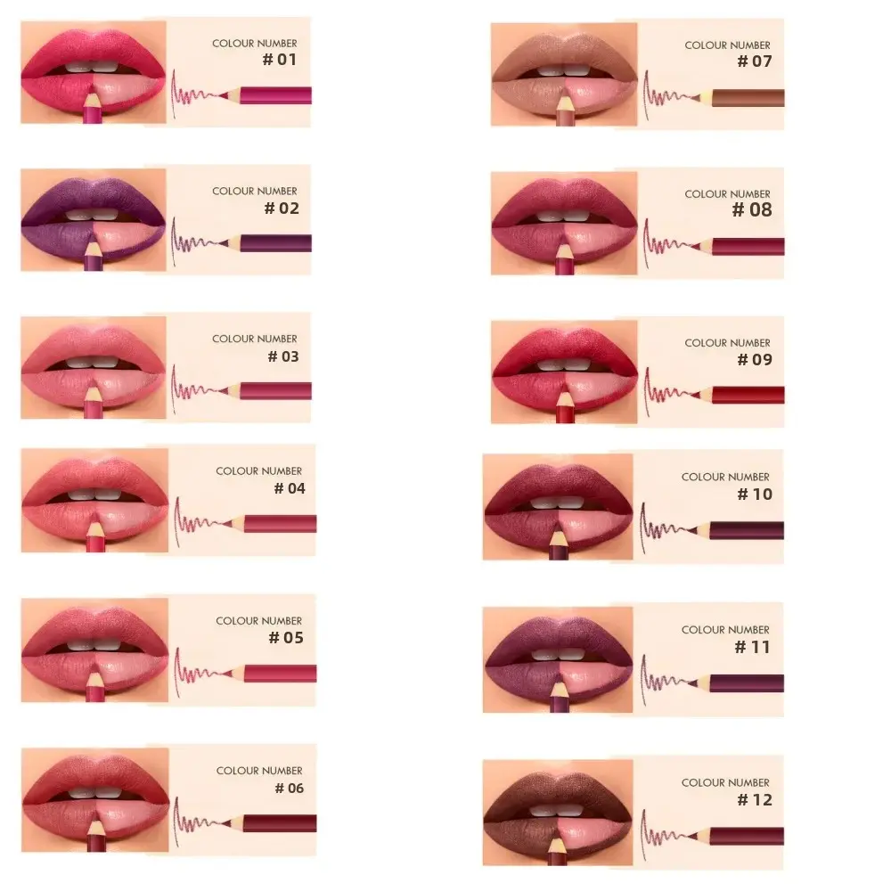 Velvet Matte Lipliner Set 12 Shades Waterproof Long Lasting Nude Lip Pencil Outline Makeup Essentials Beauty Kit