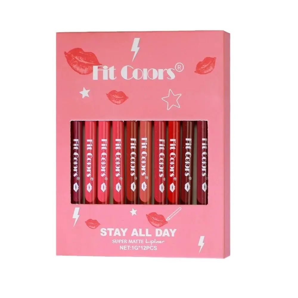 Velvet Matte Lipliner Set 12 Shades Waterproof Long Lasting Nude Lip Pencil Outline Makeup Essentials Beauty Kit