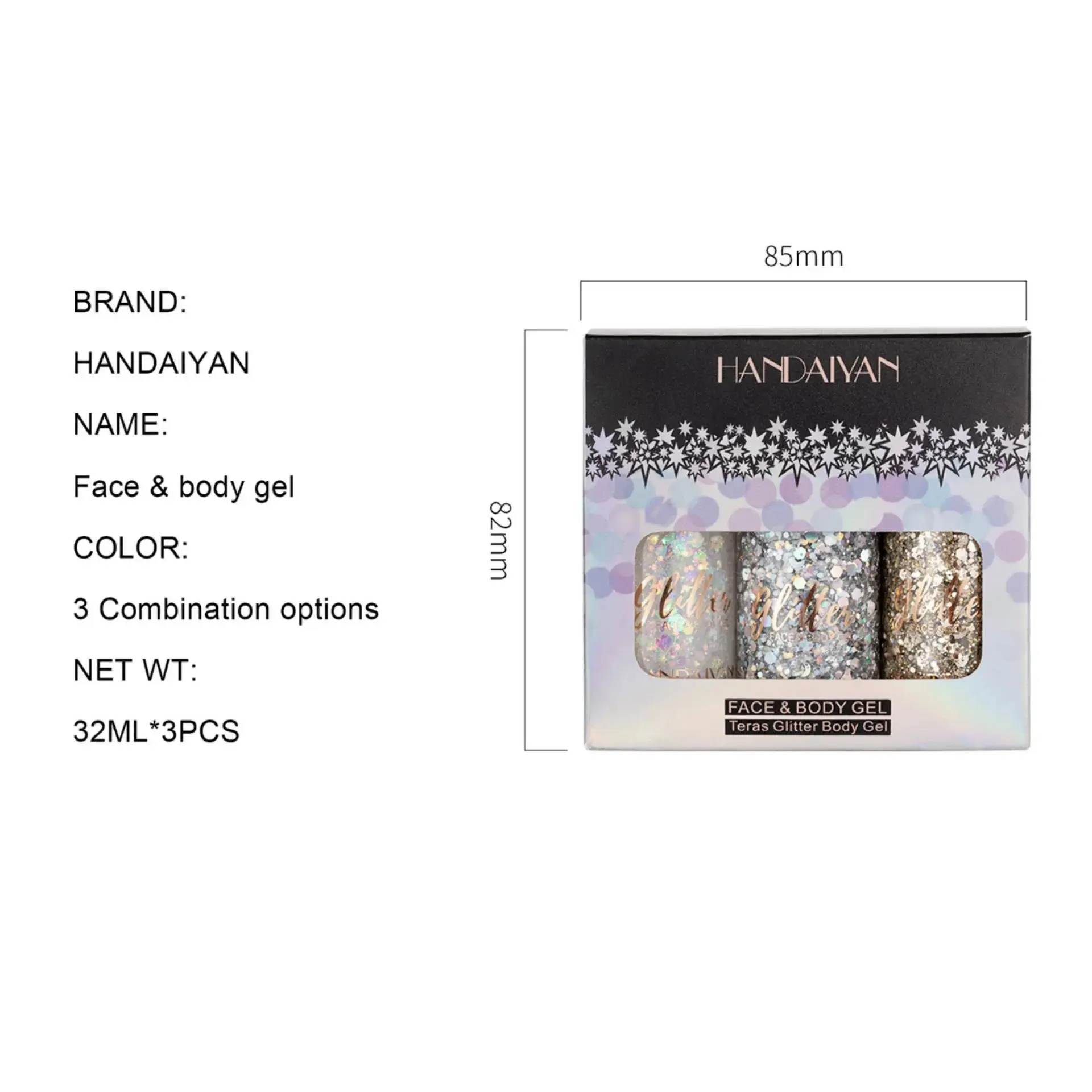 3Pcs Glitter Eyeshadow Set For Face Body Nail Art With Sequins Diamonds Perfect For Party Festival Makeup Decoration