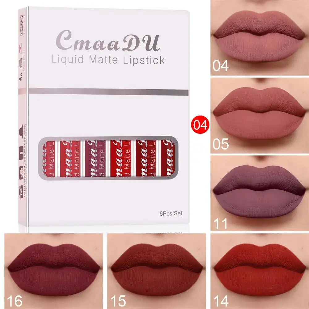 Matte Lipstick Set 6pcs Lip Gloss Waterproof Long Lasting Non Stick Cup Stain Makeup Cosmetics Beauty For Women