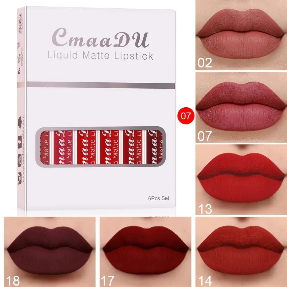 Matte Lipstick Set 6pcs Lip Gloss Waterproof Long Lasting Non Stick Cup Stain Makeup Cosmetics Beauty For Women