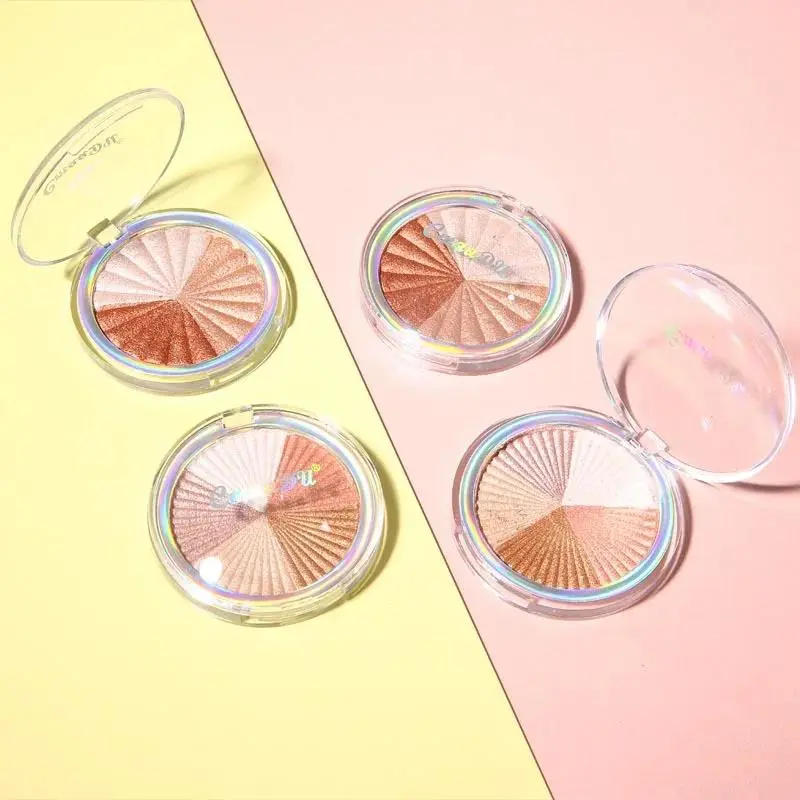 Shimmery Diamond Highlighter Powder Palette 5 Colors Long Lasting Contouring Brightening Easy Apply Makeup