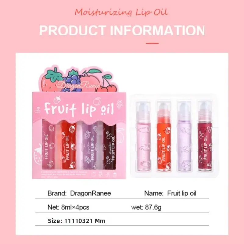4 Pack Roller Ball Lip Oils Moisturizing Hydration Transparent Balm Nourishing Care Prevent Dry Lips Health