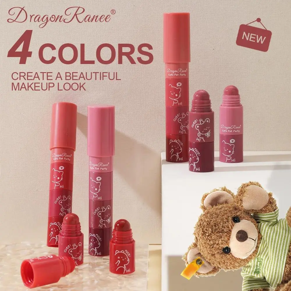 4 In 1 Matte Lipstick Set Velvet Moisturizing Purple Lip Tint Waterproof Long Lasting Lip Makeup Pen Sexy Crayon Combo
