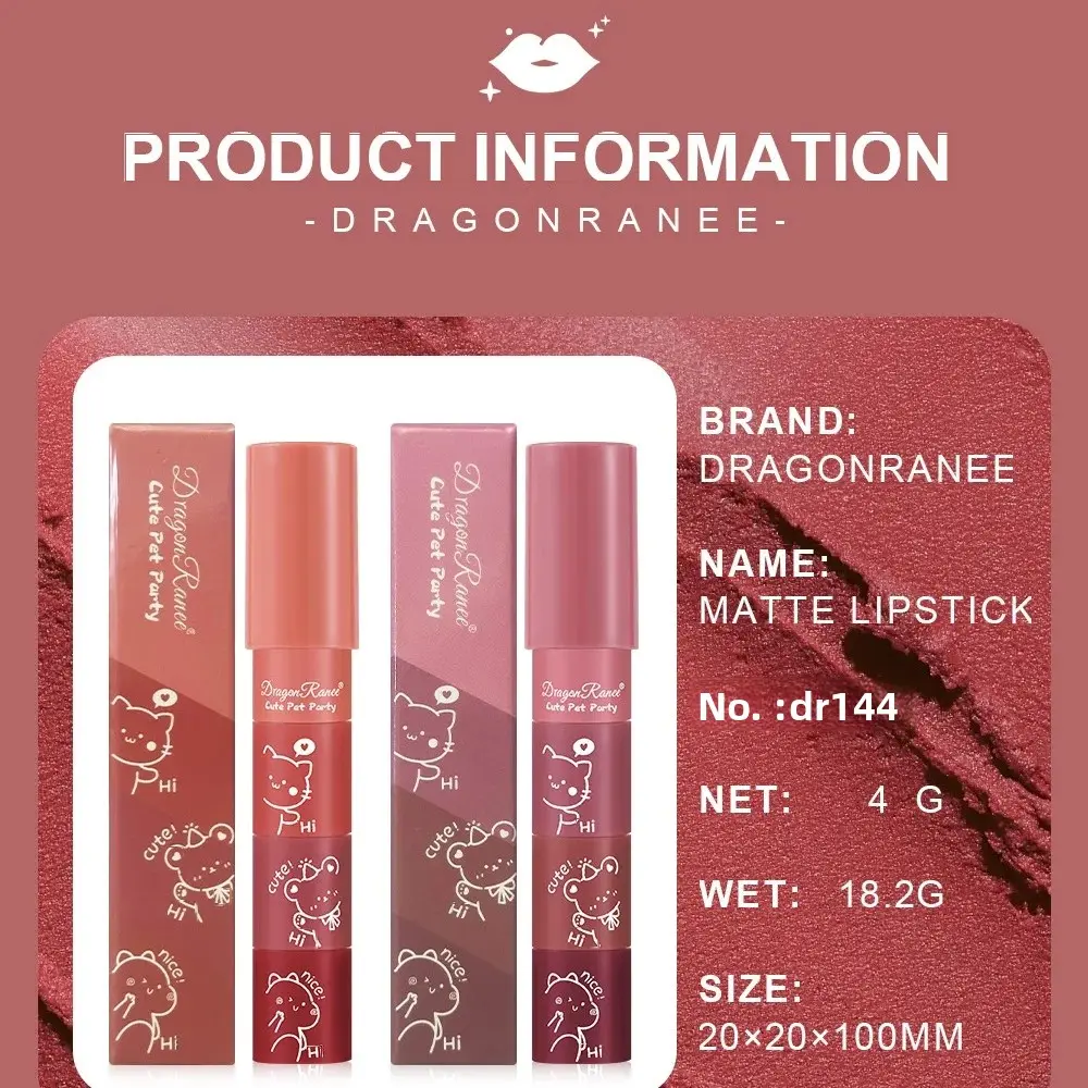 4 In 1 Matte Lipstick Set Velvet Moisturizing Purple Lip Tint Waterproof Long Lasting Lip Makeup Pen Sexy Crayon Combo