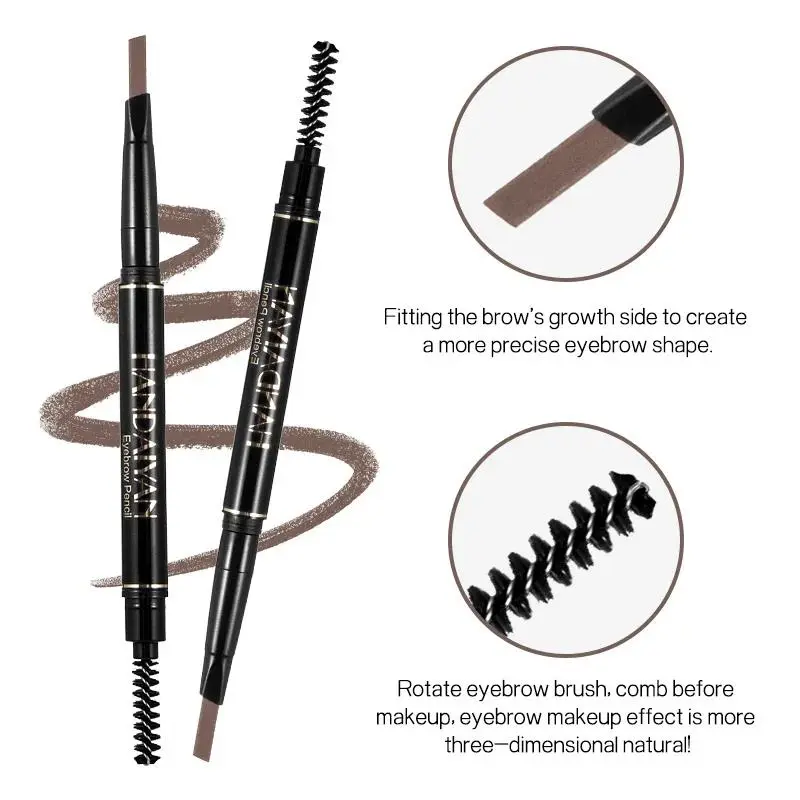 Natural Eyebrow Pencil 5 Colors Waterproof Long Lasting Makeup Automatic Rotating Double Head With Brow Brush