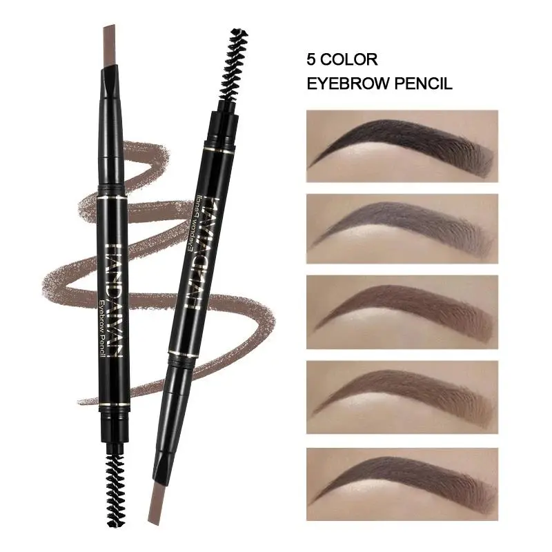 Natural Eyebrow Pencil 5 Colors Waterproof Long Lasting Makeup Automatic Rotating Double Head With Brow Brush