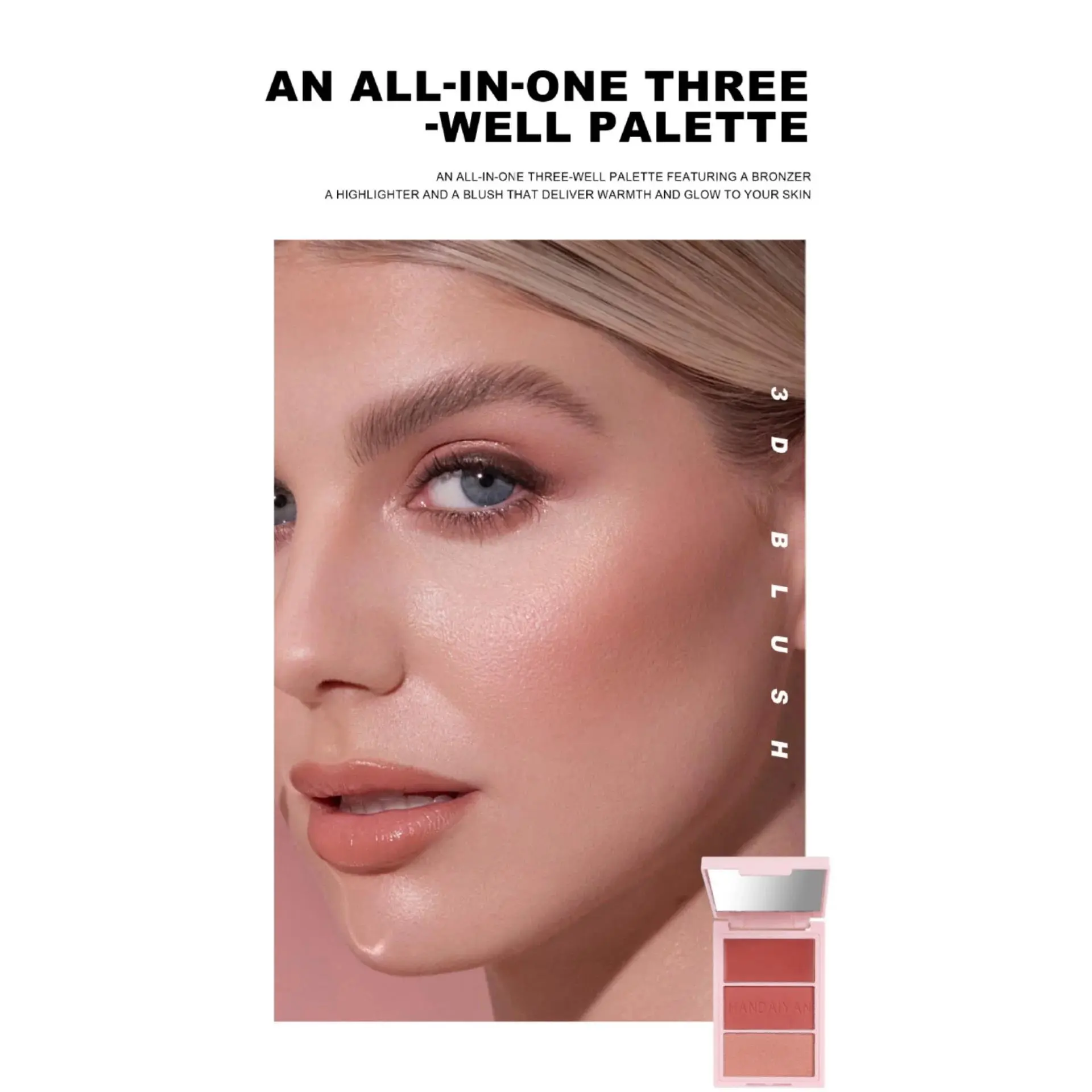 Long Lasting Cheek Rouge Three Color Blush Palette Natural Matte Pink Highlighter Makeup Beauty Cosmetic