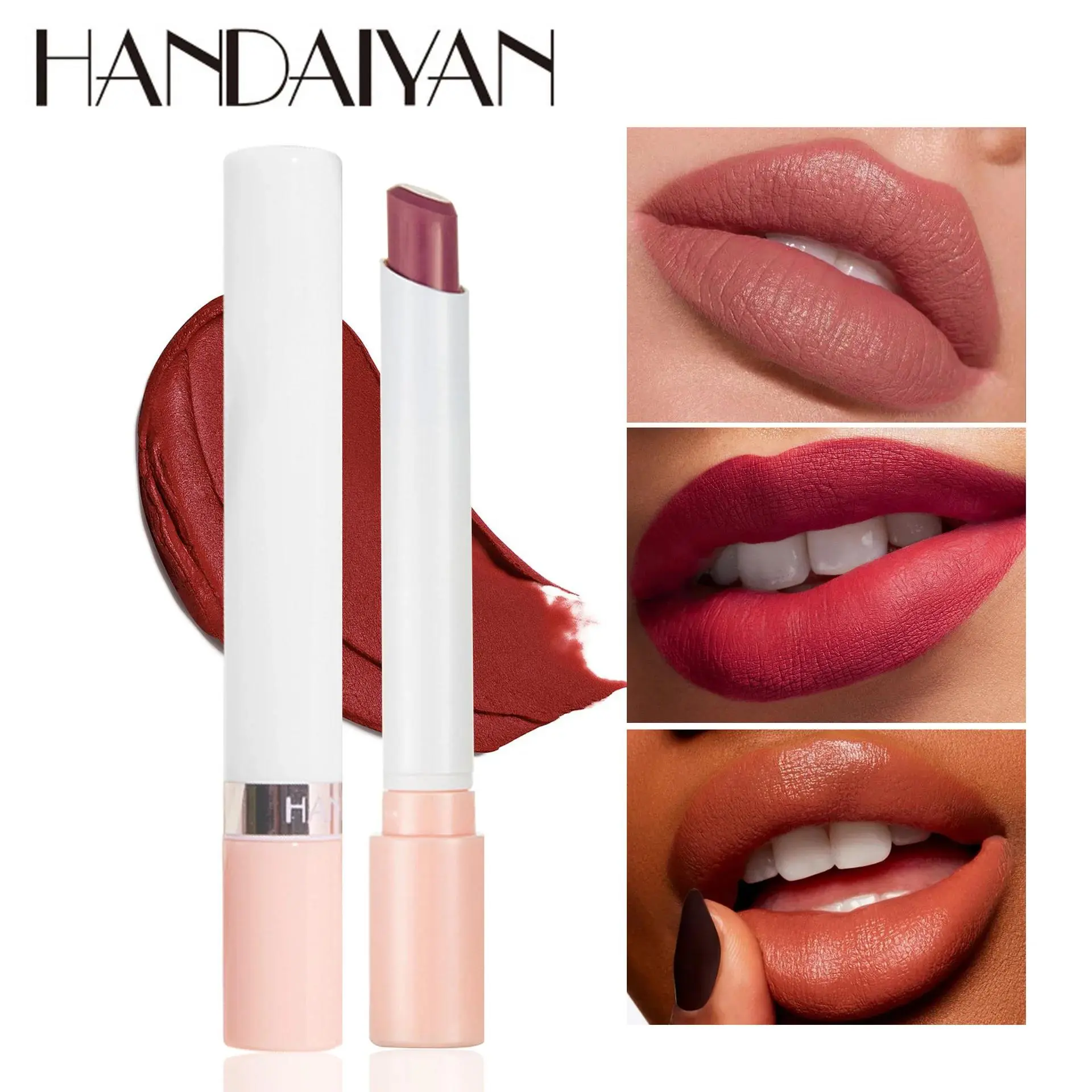 4PCS Matte Lipstick Set Long Lasting Velvet Lip Glaze Nude Lip Tint Makeup Cosmetic Cigarette Lip Stick Waterproof Non Transfer