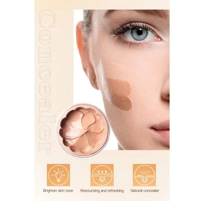 Full Coverage Liquid Concealer Waterproof Foundation Makeup Base Long Lasting Cream for Dark Circles Acne Natural Matte
