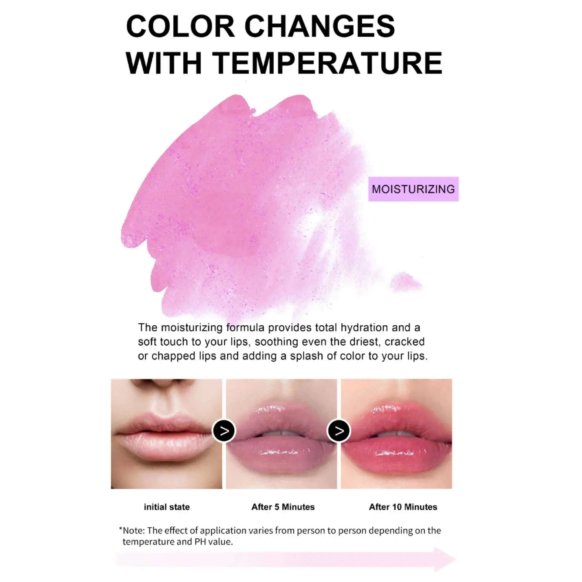 Color Changing Lipstick Jelly Gloss Moisturizing Waterproof Crystal Balm Pink Glitter PH Reactive Lip Makeup Long Lasting