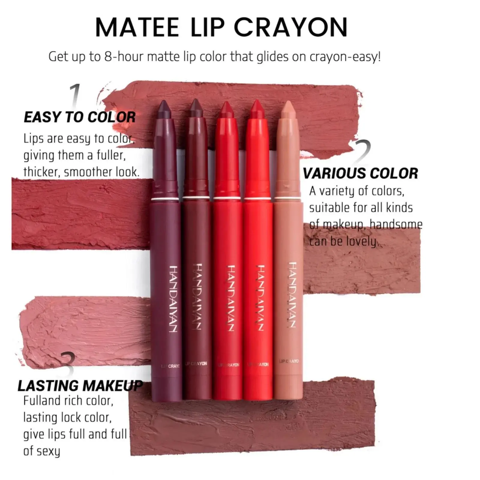 Velvet Matte Lip Pencil Long Wearing Waterproof Nude Lip Liner With Sharpener Non Transfer Women Cosmetic