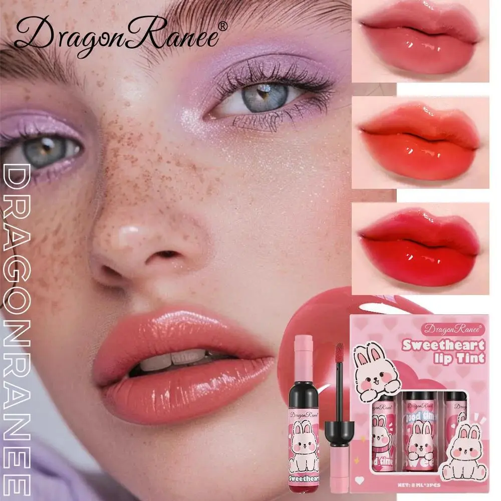 Wine Bottle Shaped Lip Gloss Set Long Lasting Moisturizing Non Transfer Liquid Lipstick With Cute Cartoon Design