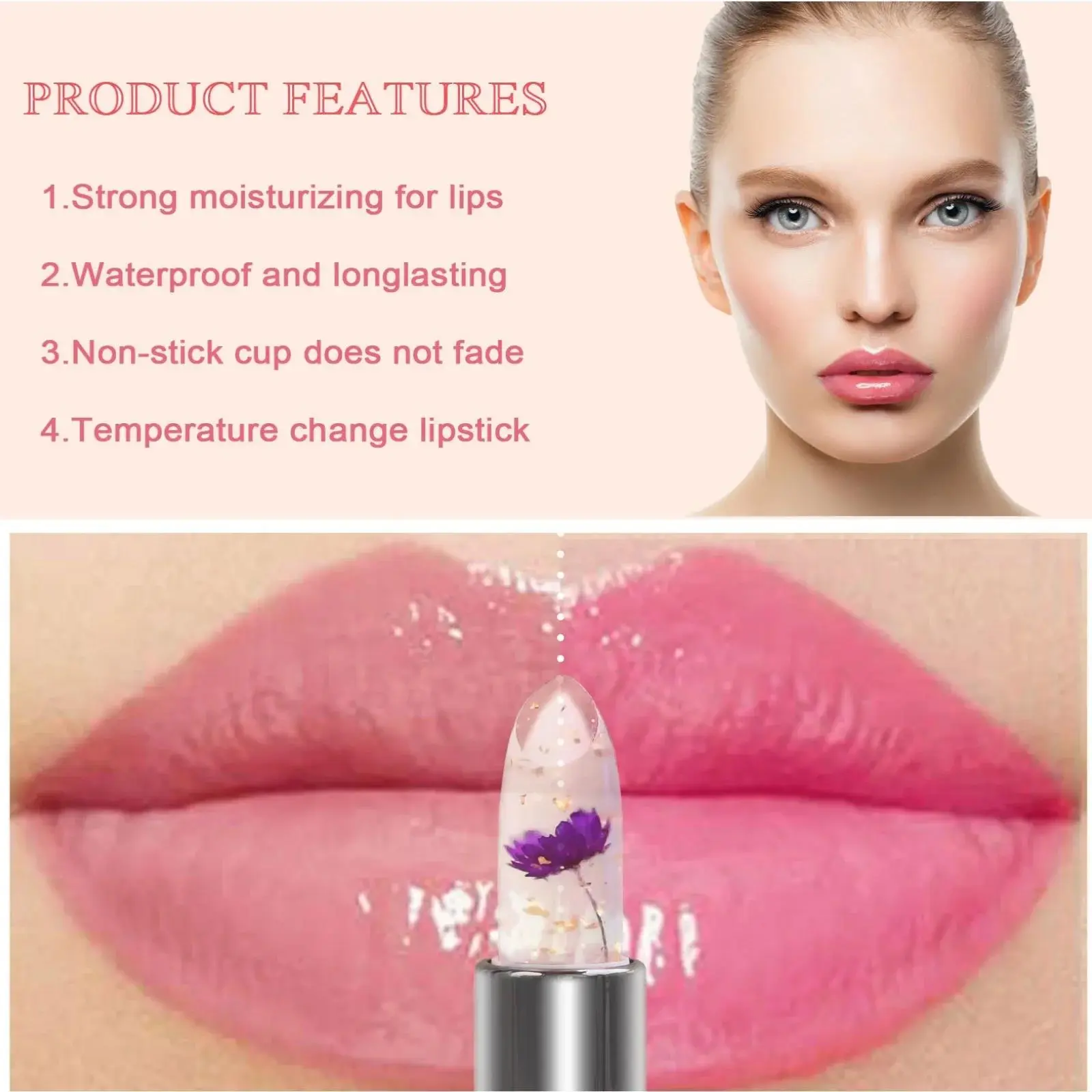 Temperature Sensory Lipstick Magic Transforming Color Long Lasting Hydrating Safflower Jelly Lip Balm Makeup