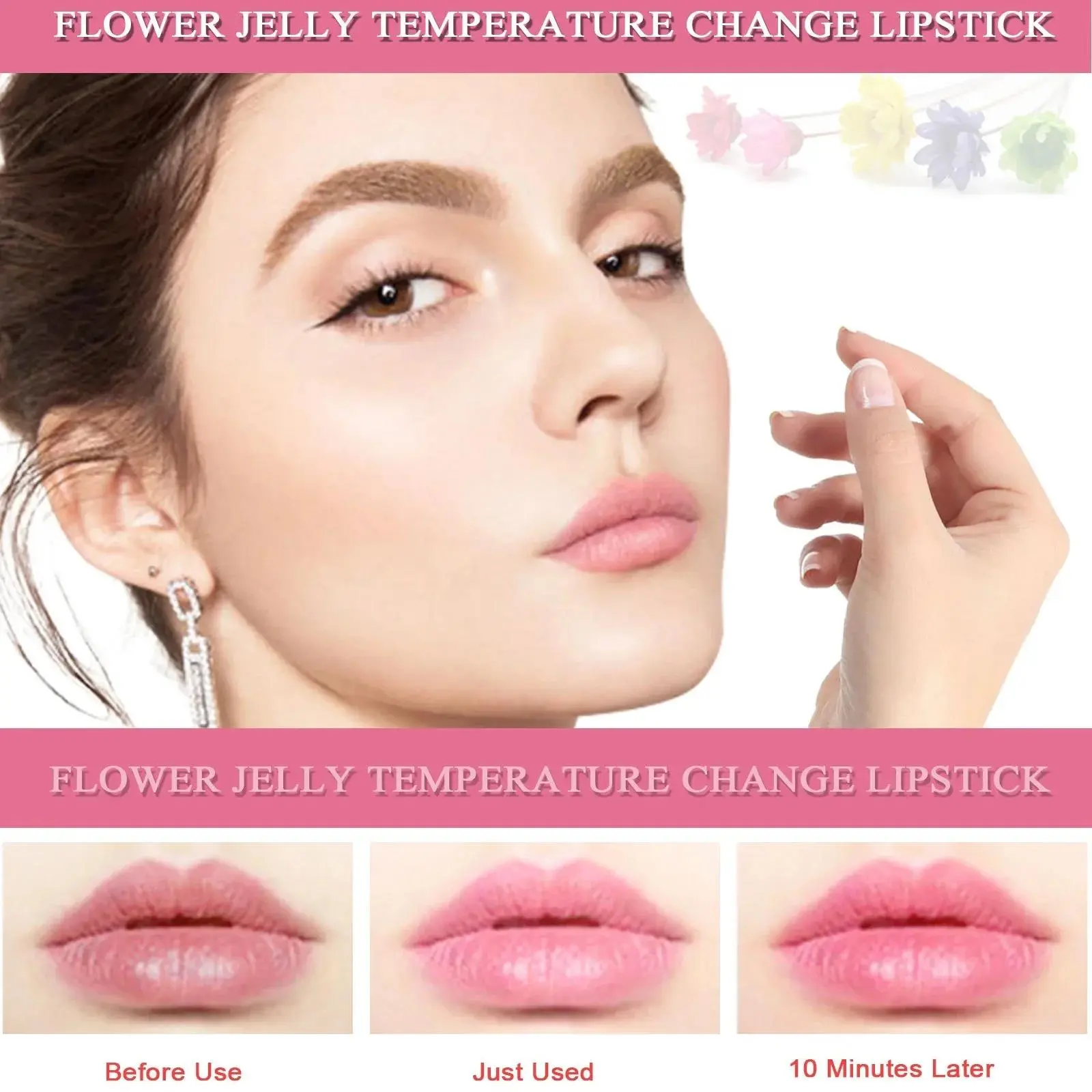 Temperature Sensory Lipstick Magic Transforming Color Long Lasting Hydrating Safflower Jelly Lip Balm Makeup