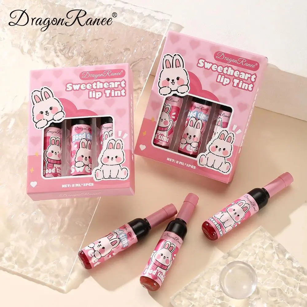 Wine Bottle Shaped Lip Gloss Set Long Lasting Moisturizing Non Transfer Liquid Lipstick With Cute Cartoon Design