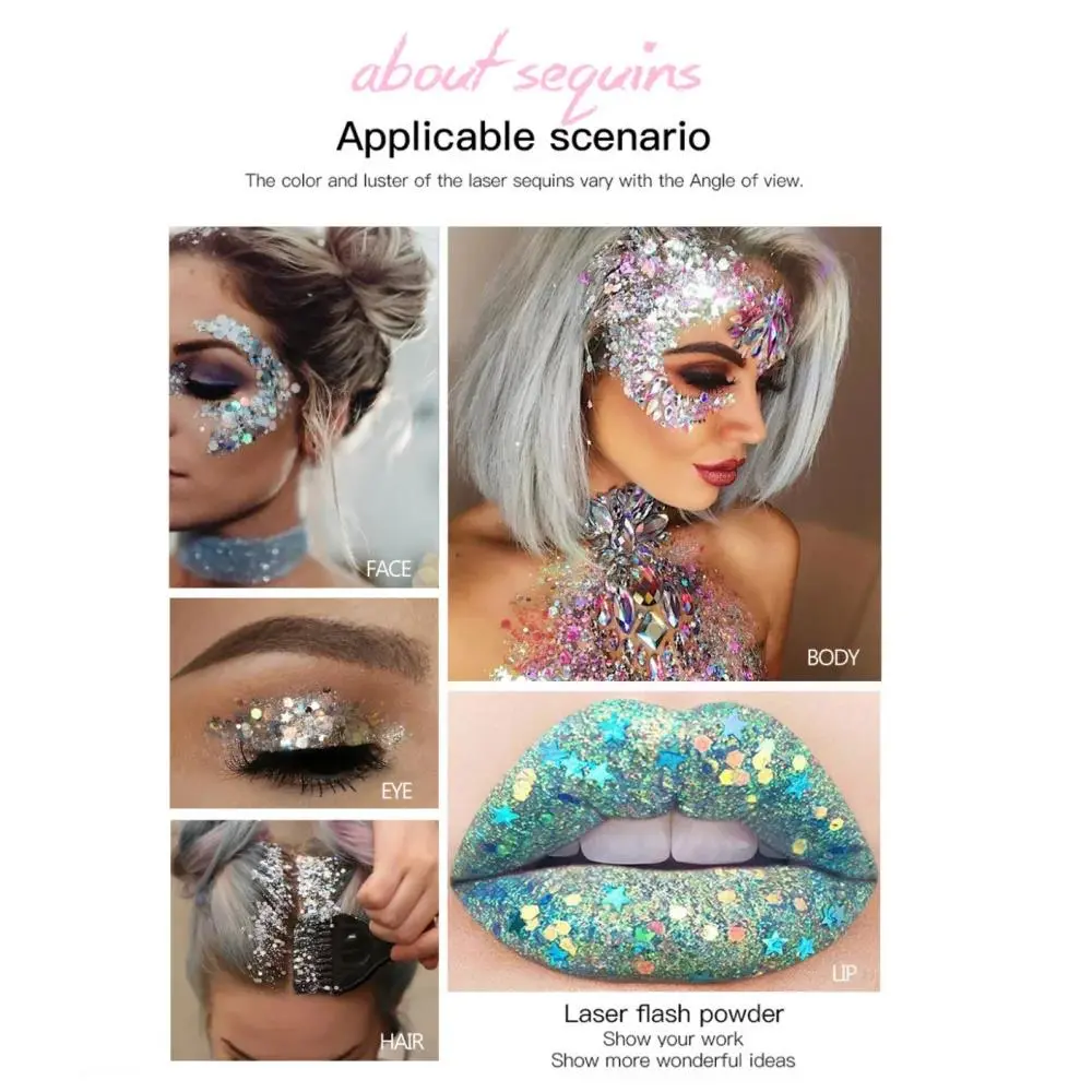 Multifunctional High Shine Body Face Glitter Gel Waterproof For Party Nail Hair Art Sparkling Sequins Festival Makeup
