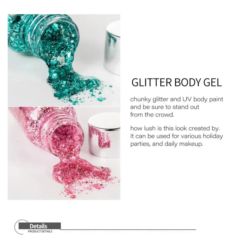 Multifunctional High Shine Body Face Glitter Gel Waterproof For Party Nail Hair Art Sparkling Sequins Festival Makeup