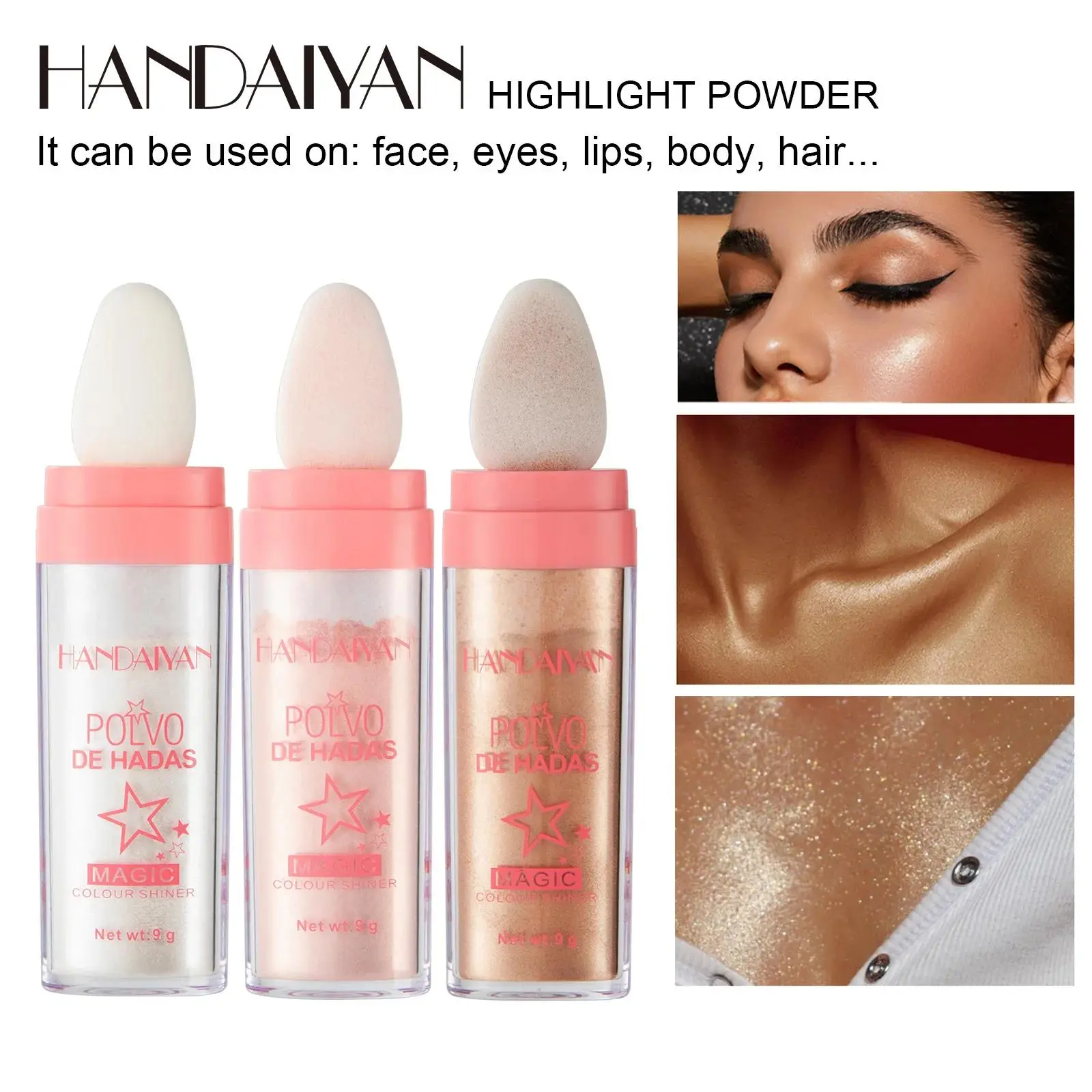 3 Color Fairy Powder Stick Highlighter Contour Makeup Illuminator Glitter Shimmer Brightening Face Beauty Creamy Blendable