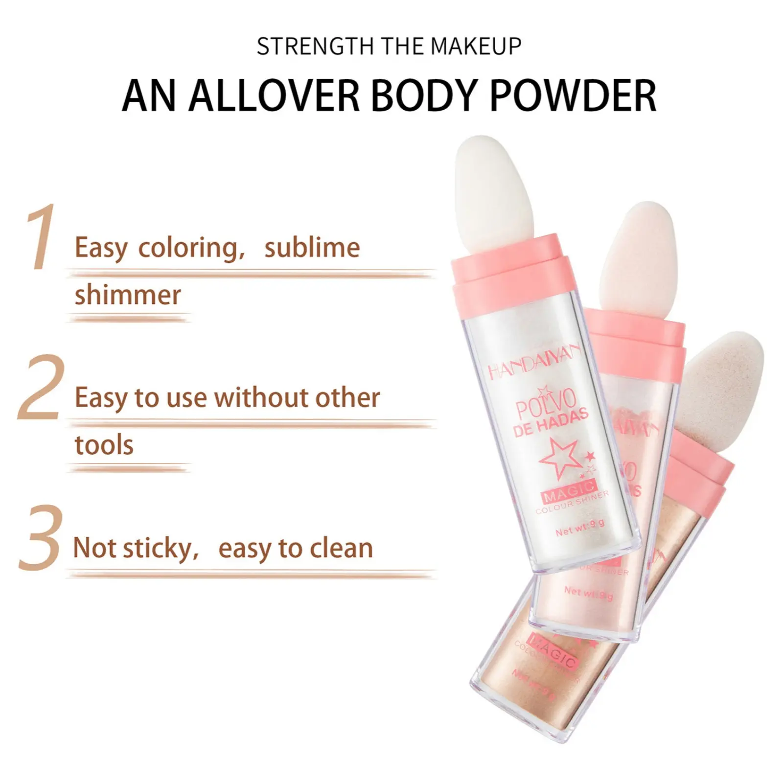 3 Color Fairy Powder Stick Highlighter Contour Makeup Illuminator Glitter Shimmer Brightening Face Beauty Creamy Blendable