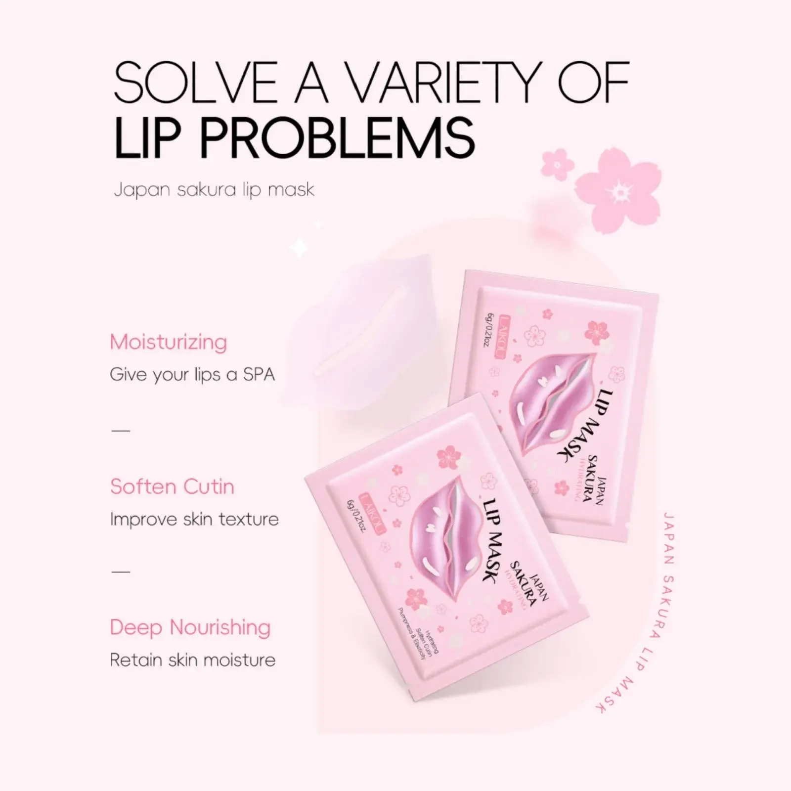 Japan Sakura Collagen Lip Mask Hydrating Plumping Treatment For Dry Lips Repair Gel Pads Night Care Essential