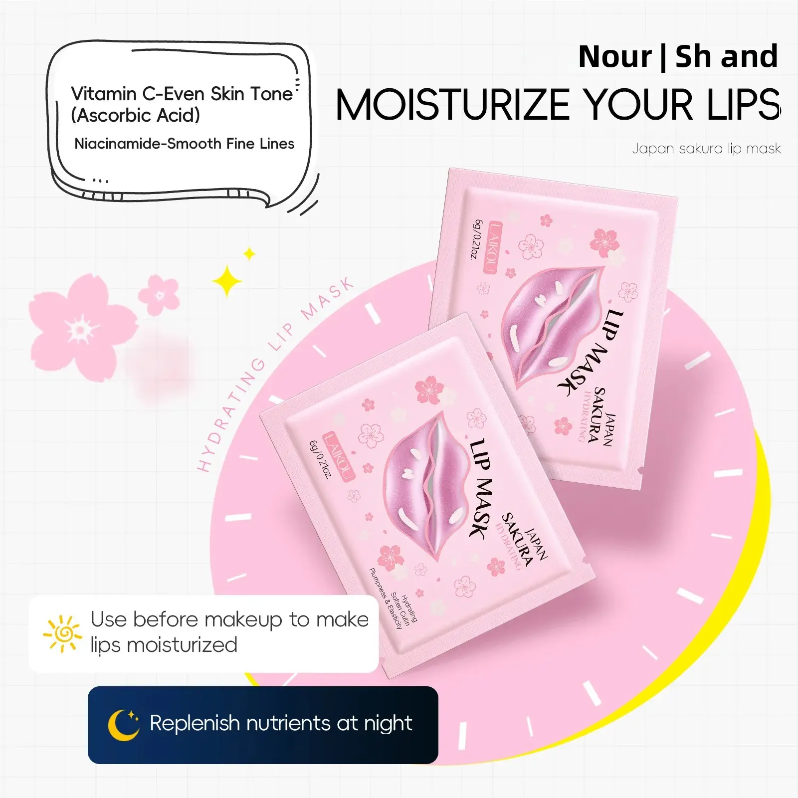 Japan Sakura Collagen Lip Mask Hydrating Plumping Treatment For Dry Lips Repair Gel Pads Night Care Essential