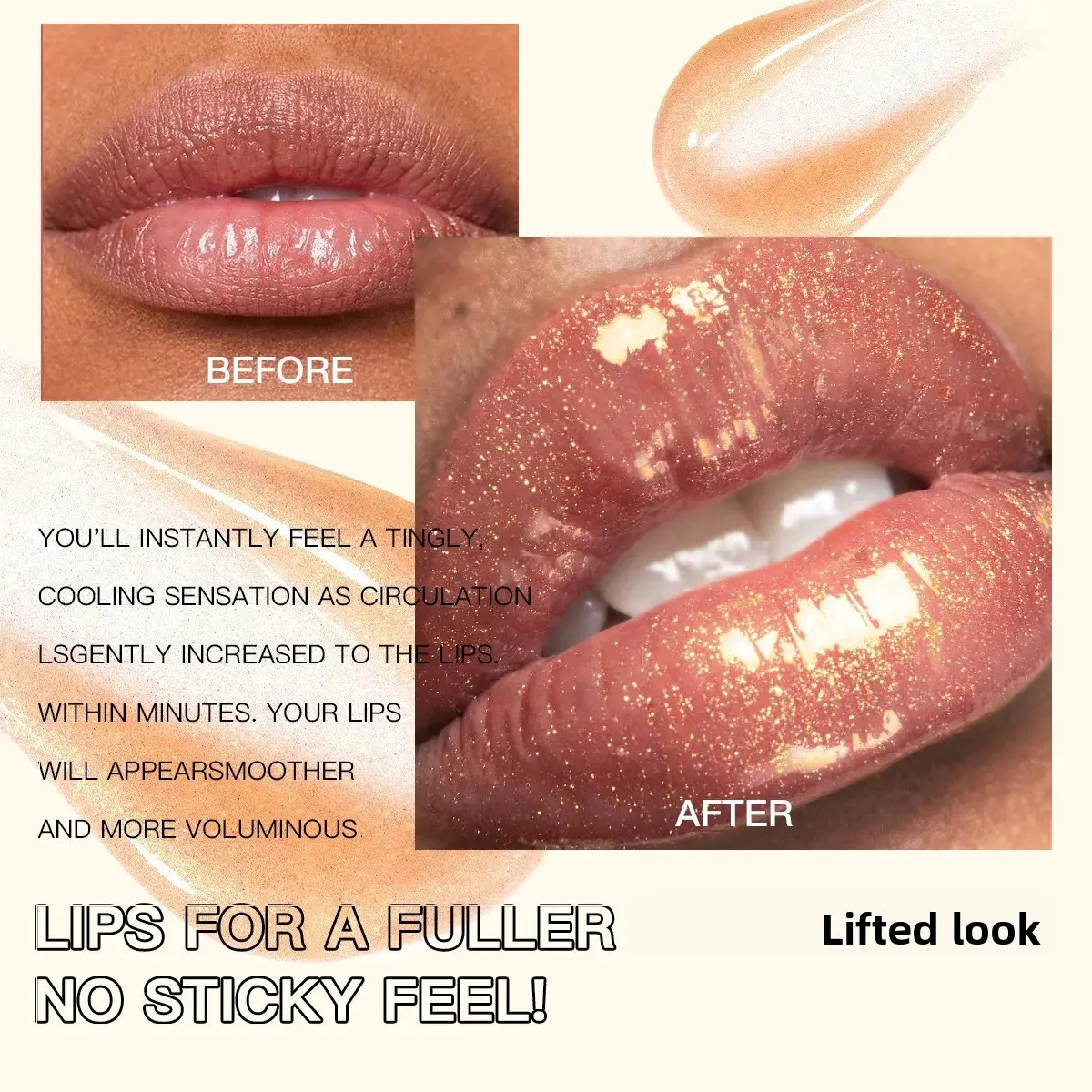 Pearlescent Lip Glaze Plumping Gloss Long Wearing Waterproof Hydrating Non Stick Glittery Shiny Lipstick