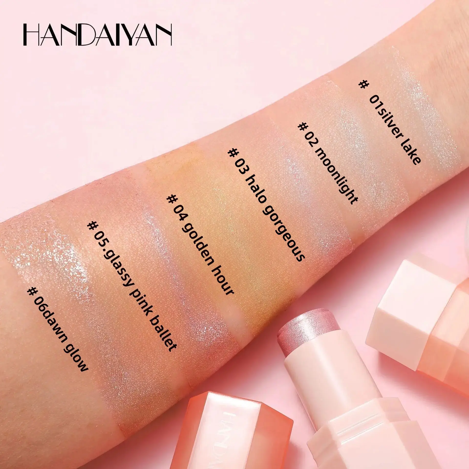 6 Shade Creamy Highlighter Stick Stunning Shimmer Glow For Cheekbones Lips Face Body Smooth Blendable Makeup